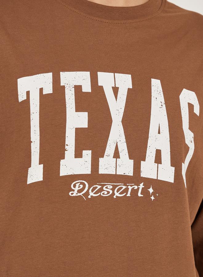 Styli Slogan Print Round Neck Oversized T-Shirt - Image 3